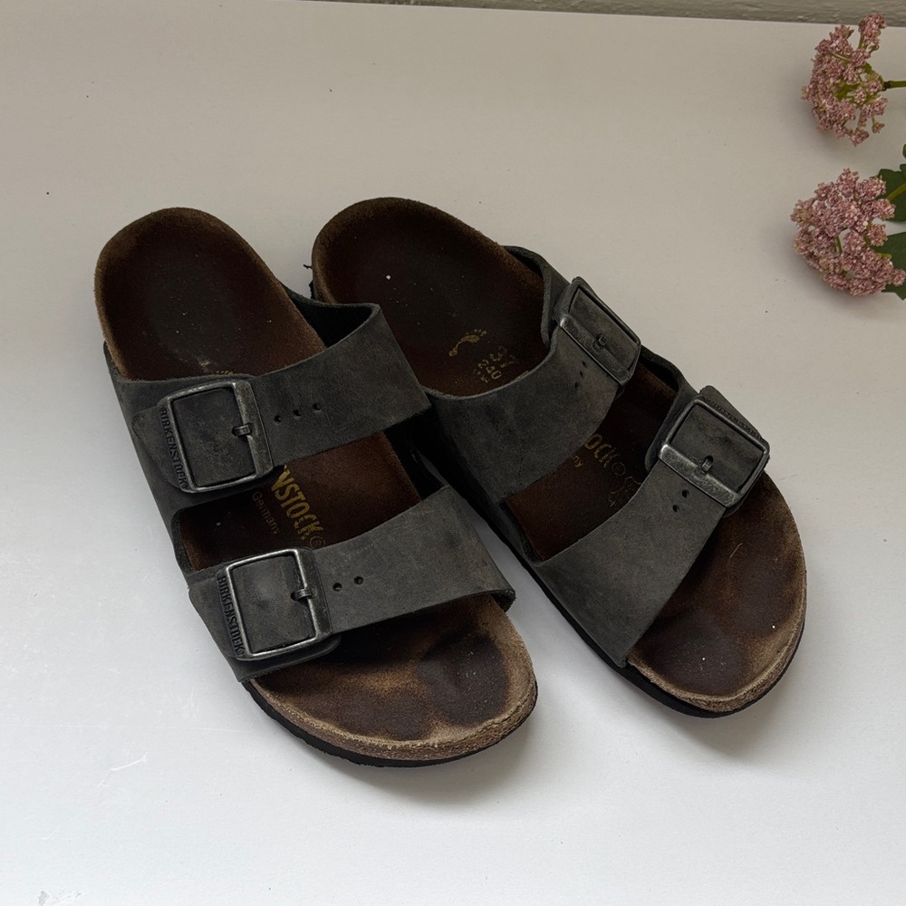 Birkenstock Gray Charcoal Double Strap Sandals